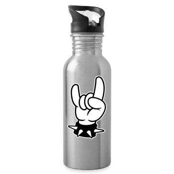 metal hand rock - Trinkflasche mit integriertem Trinkhalm - Lightsilver - Rechts