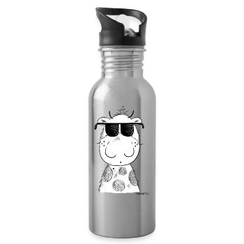 Coole Kuh I Kuh mit Sonnenbrille - Trinkflasche mit integriertem Trinkhalm - Lightsilver - Rechts