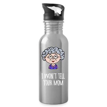 Grand-mère Grand-mère Vieille femme Lunettes Drôle De Déclaration - Gourde avec paille intégrée - argent clair - Droite