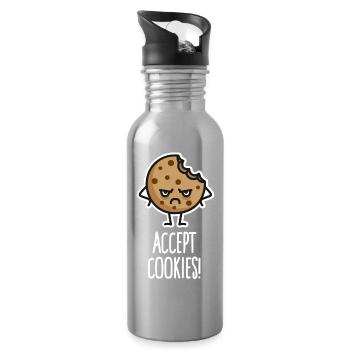 Drôles de programmeurs réveillés, accepter les cookies, les cookies - Gourde avec paille intégrée - argent clair - Droite