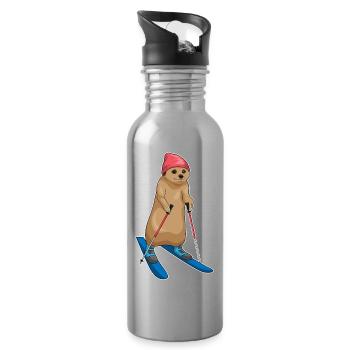 Suricate Skieur Ski - Gourde avec paille intégrée - argent clair - Droite