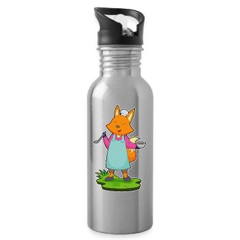 Fox Cooking Bowl Cooking - Water bottle with straw - silver - Right