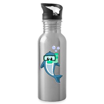 Delfin Taucher Schnorchel Tauchen - Trinkflasche mit integriertem Trinkhalm - Lightsilver - Rechts