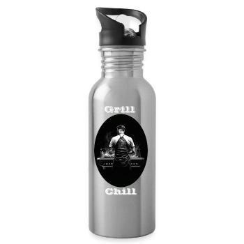 Grill Chill weiß - Trinkflasche mit integriertem Trinkhalm - Lightsilver - Rechts