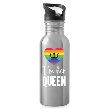 Mois de la fierté LGBT - Je suis sa reine - Gourde avec paille intégrée - argent clair - Droite