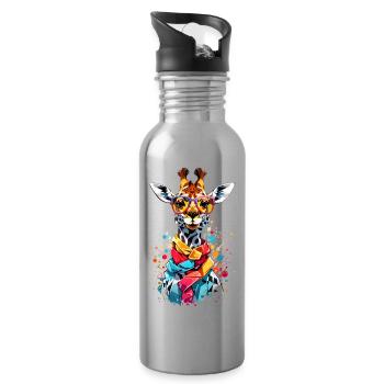 Coole Giraffe - Trinkflasche mit integriertem Trinkhalm - Lightsilver - Rechts