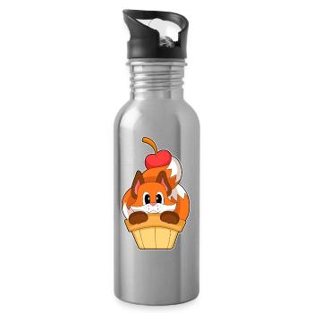 Fuchs Eiswaffel  - Water bottle with straw - silver - Right