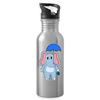 Parapluie d’éléphant - Gourde avec paille intégrée - argent clair - Droite