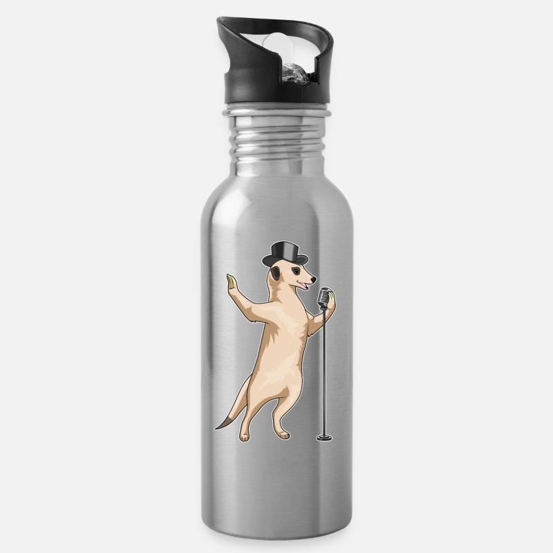 Suricate Singer Microphone Musique - Gourde avec paille intégrée - argent clair