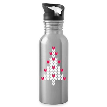 Christmas Tree Vector Fir Knit Ugly Christmas - Water bottle with straw - silver - Right