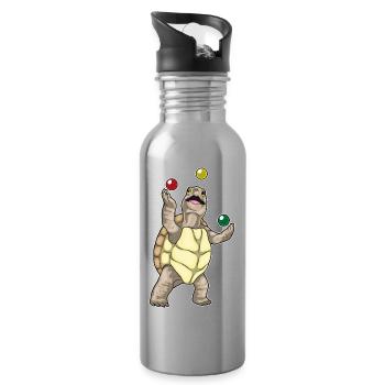 Jongleur de tortues jonglant - Gourde avec paille intégrée - argent clair - Droite