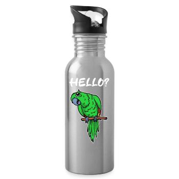 Bird Saying, Parrot, Animal Lover, Pet, Zoo - Water bottle with straw - silver - Right