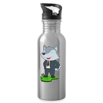 Wolf Bräutigam Krawatte Hochzeit - Trinkflasche mit integriertem Trinkhalm - Lightsilver - Rechts