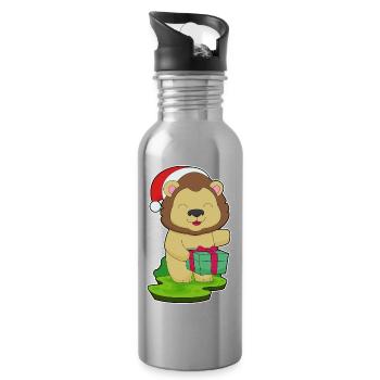 Forfait Noël Lion - Gourde avec paille intégrée - argent clair - Droite