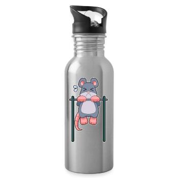 Mouse Bodybuilders Tractions Culturisme - Gourde avec paille intégrée - argent clair - Droite