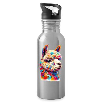 Alpaka - Trinkflasche mit integriertem Trinkhalm - Lightsilver - Rechts