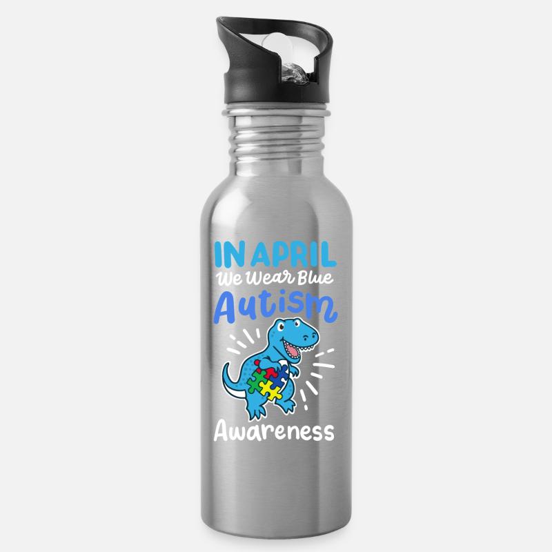 Monat der Aufklärung über Autismus - Trinkflasche mit integriertem Trinkhalm - Lightsilver