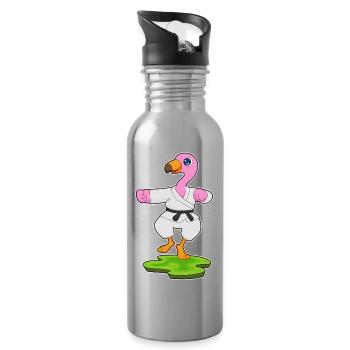 Karate Flamingo arts martiaux - Gourde avec paille intégrée - argent clair - Droite