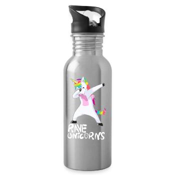 Logo Rave Unicorns White Text - Water bottle with straw - silver - Right