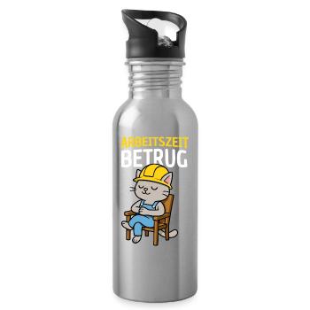 Arbeitszeitbetrug Katze - Trinkflasche mit integriertem Trinkhalm - Lightsilver - Rechts