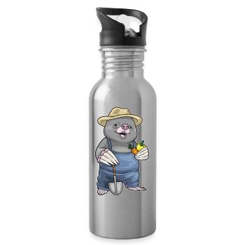 Ferme de Fruits Fermier-Taupe - Gourde avec paille intégrée - argent clair - Droite