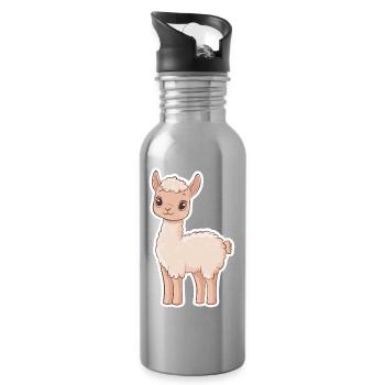 Lama Alpaga Lama - Gourde avec paille intégrée - argent clair - Droite
