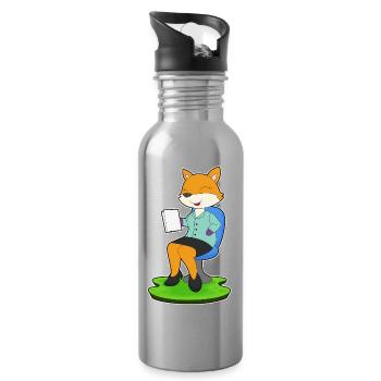 Fuchs Sekretärin Papier Büro - Trinkflasche mit integriertem Trinkhalm - Lightsilver - Rechts