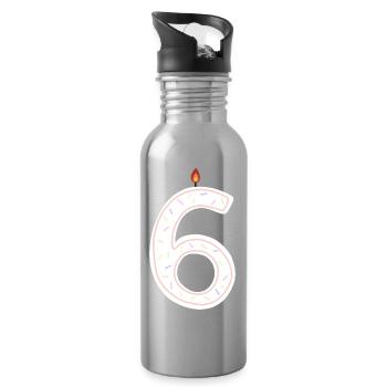 Couleur d’anniversaire numéro bougie design - Gourde avec paille intégrée - argent clair - Droite