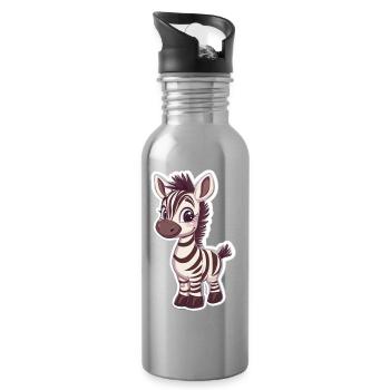 Zebra - Trinkflasche mit integriertem Trinkhalm - Lightsilver - Rechts