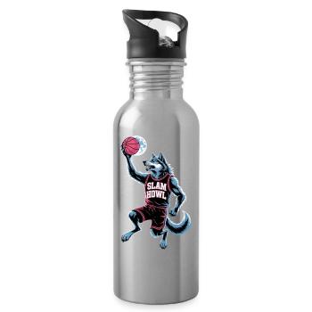 Slam Howl Basketball Wolf - Water bottle with straw - silver - Right