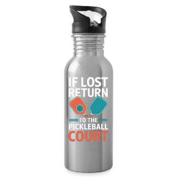 Back Pickleball Square Dinkball Gift - Water bottle with straw - silver - Right