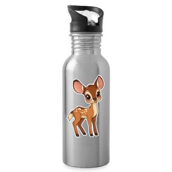 Reh - Trinkflasche mit integriertem Trinkhalm - Lightsilver - Rechts