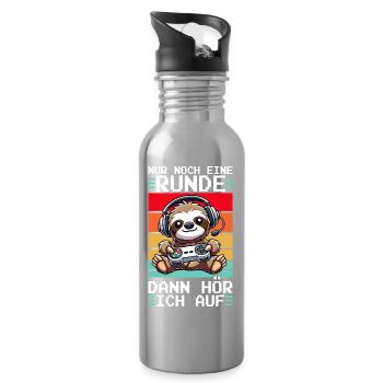 Nur Noch Eine Runde Dann Hör Ich Auf Faultier - Trinkflasche mit integriertem Trinkhalm - Lightsilver - Rechts