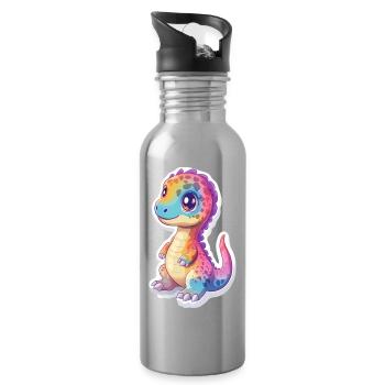 Dinosaure - Gourde avec paille intégrée - argent clair - Droite