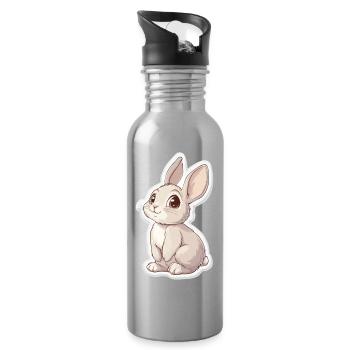 Hase - Trinkflasche mit integriertem Trinkhalm - Lightsilver - Rechts