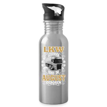 Lkw Fahrer Geburtstag August - Trinkflasche mit integriertem Trinkhalm - Lightsilver - Rechts