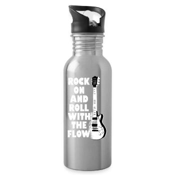 Rock On And Roll With The Flow Rock Band Guitar - Water bottle with straw - silver - Right