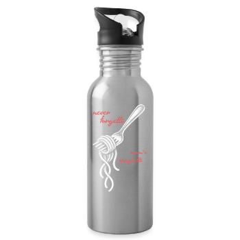 Never Forgetti Spaghetti Fork Drawing - Water bottle with straw - silver - Right