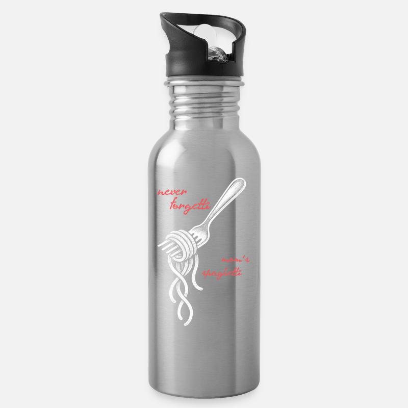 Never Forgetti Spaghetti Gabel Zeichnung - Trinkflasche mit integriertem Trinkhalm - Lightsilver