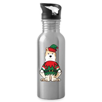 Hokkaido Dog Elf Costume Adorable Christmas Oufit - Water bottle with straw - silver - Right