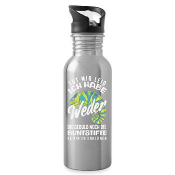 Weder Geduld noch Buntstifte – Sarkasmus - Trinkflasche mit integriertem Trinkhalm - Lightsilver - Rechts