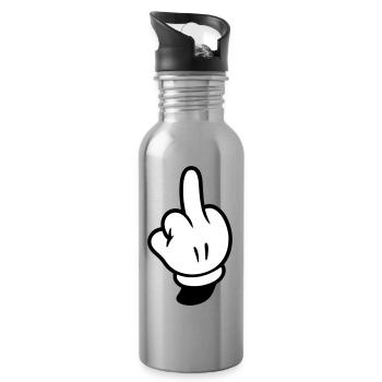 Middle Finger Hand Comic - Water bottle with straw - silver - Right