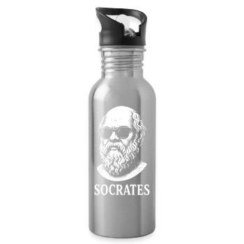 Socrates in Shades - Water bottle with straw - silver - Right