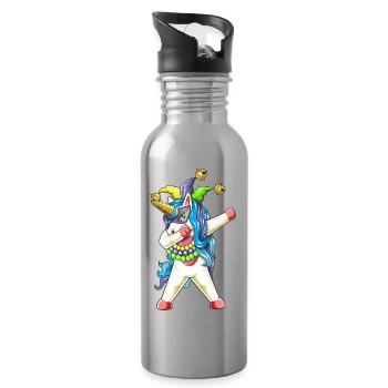 Art masqué de carnaval avec licorne de Mardi Gras - Gourde avec paille intégrée - argent clair - Droite