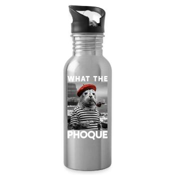 Was der Phoque Baskenland Baskisches Regionalhumor - Trinkflasche mit integriertem Trinkhalm - Lightsilver - Rechts