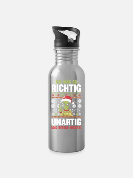 Bogenschütze Bogensport Bogenschießen - Trinkflasche mit integriertem Trinkhalm - Lightsilver