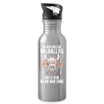Mittelalter Schildwall Mittelaltermarkt Wikinger - Trinkflasche mit integriertem Trinkhalm - Lightsilver - Rechts