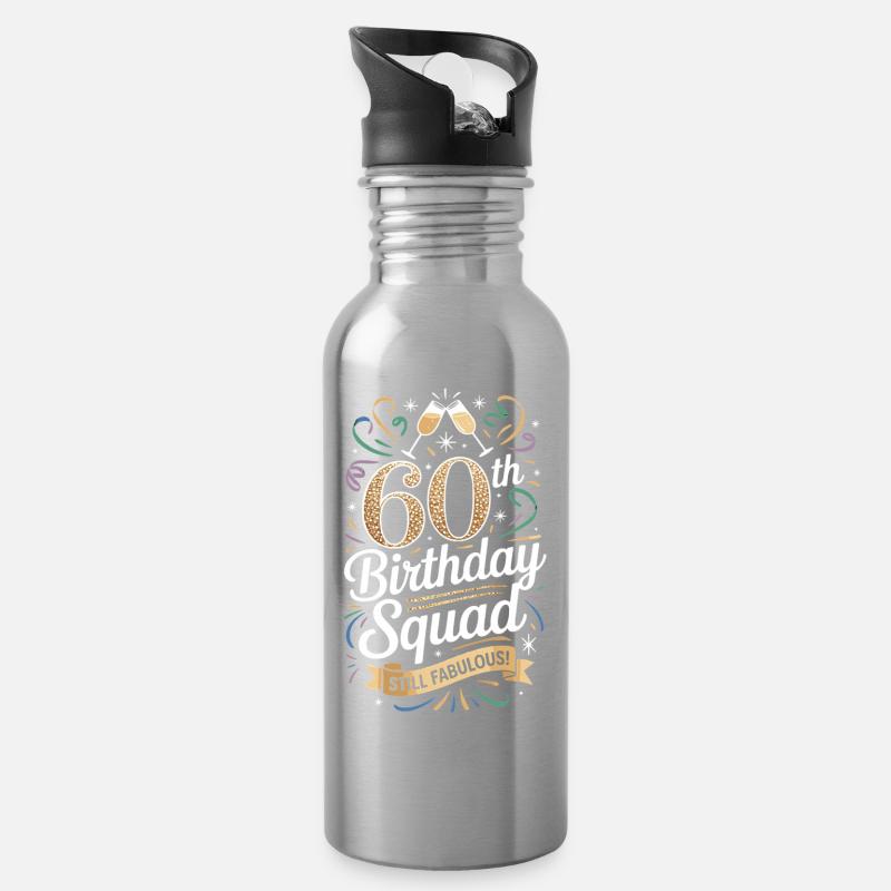 Besatzung des 60. Geburtstags - Trinkflasche mit integriertem Trinkhalm - Lightsilver