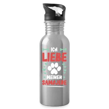 J’adore la scène de ma patte de chien - Gourde avec paille intégrée - argent clair - Droite