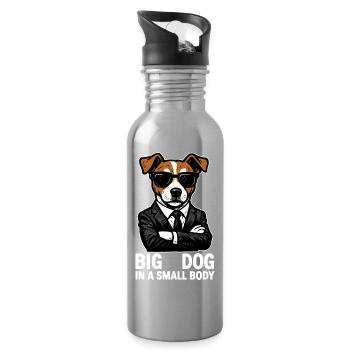 Jack Russell Terrier Anzug Chef Hund Geschenk - Water bottle with straw - silver - Right